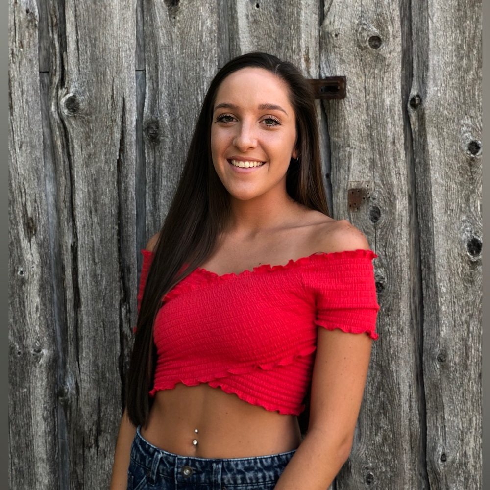 Red Off Shoulder Crisscross Crop Top